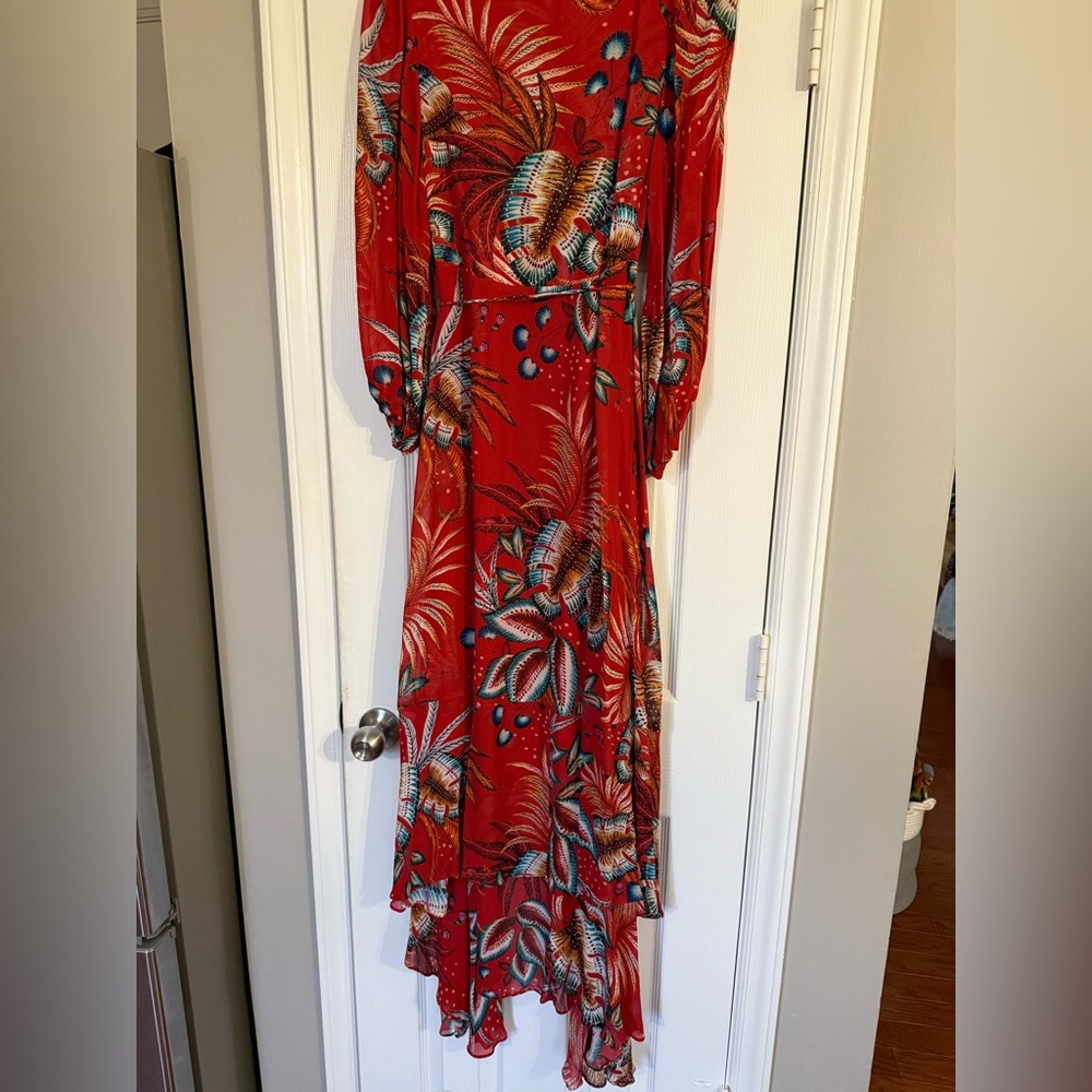 Farm Rio Elegant Red Floral Maxi Dress size small - Picture 6 of 8